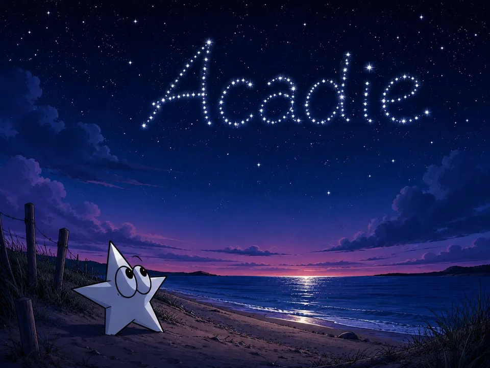 Acadie.sol wordmark floating in a field of stars